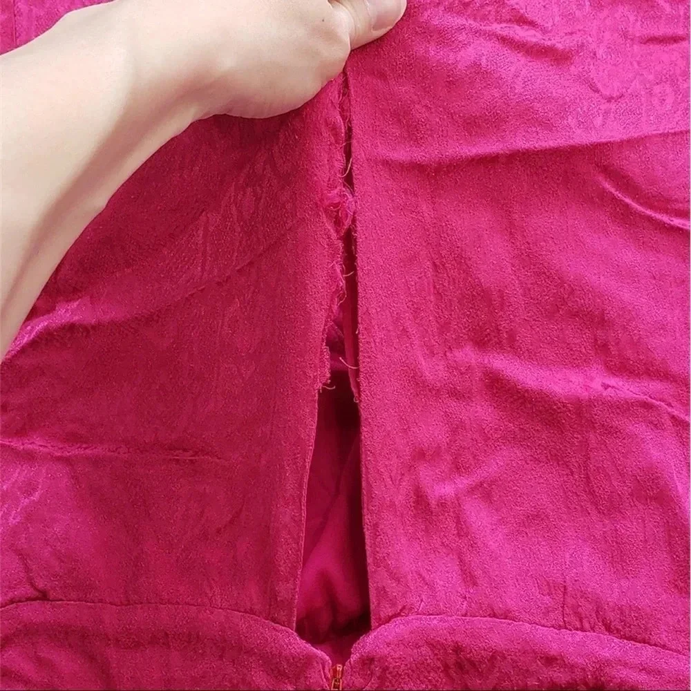 Krisa Pink High Low Surplice Side Ruched Dress Medium